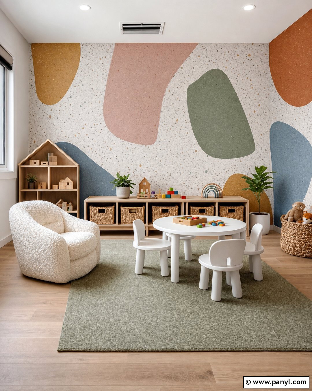 Terrazzo Color Block Wall - 20 Color Block Wall Playroom Ideas