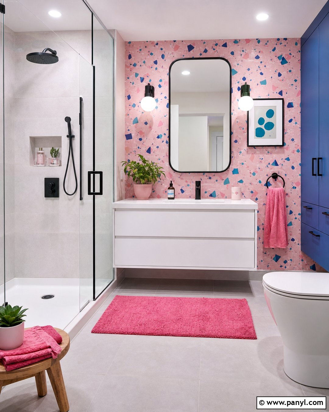 Terrazzo Pink Blue Fuchsia Wall - 20 pink blue fuchsia wall ideas