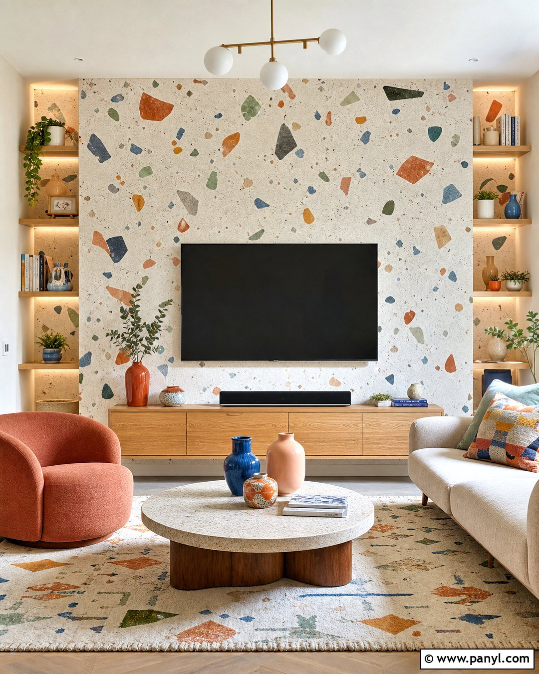 Terrazzo TV Wall Wallpaper - 20 tv wall wallpaper ideas