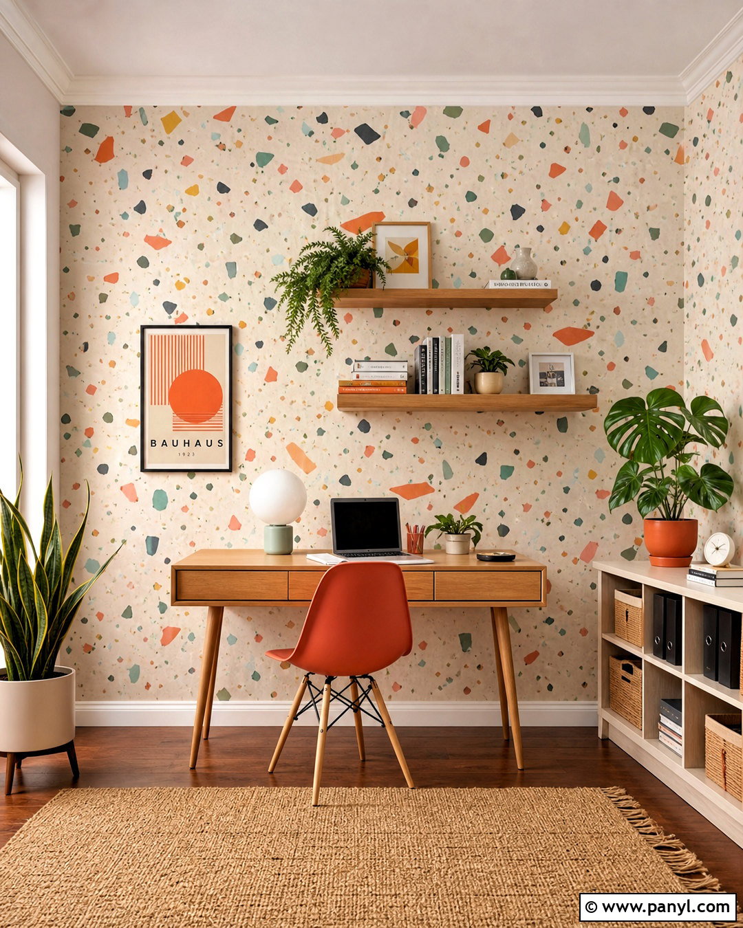 Terrazzo Wallpaper Accent Wall - 20 retro accent wall ideas