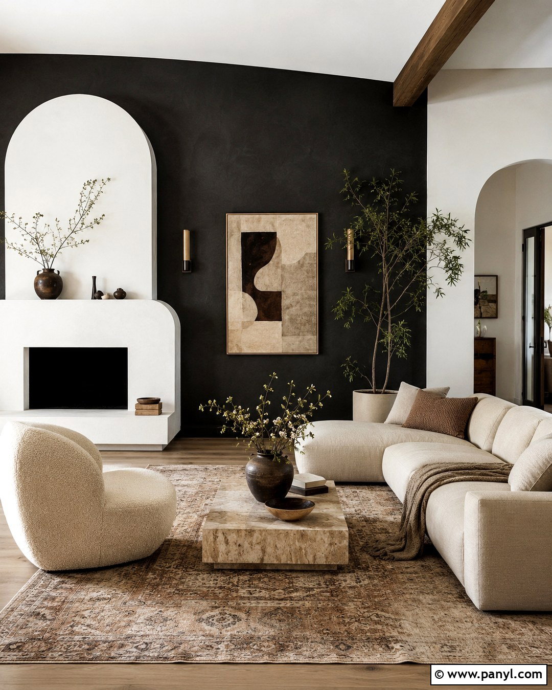 Textured Black Wall With White Fireplace - 20 Black Accent Wall White Fireplace Ideas