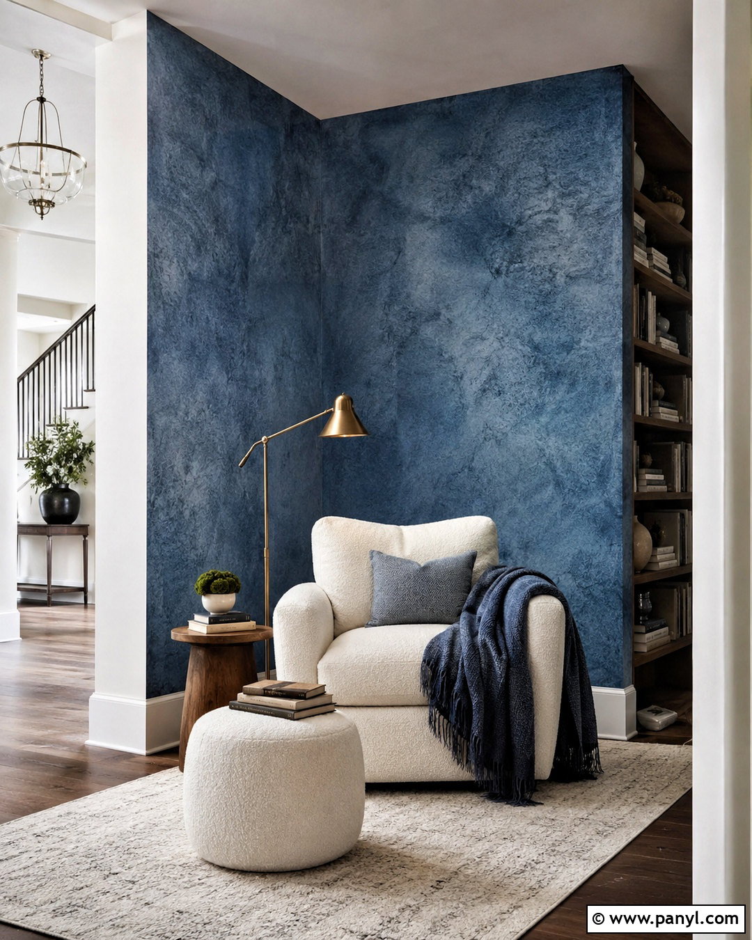 Textured Blue Ombre Wallpaper Reading Nook - 20 blue ombre wallpaper ideas