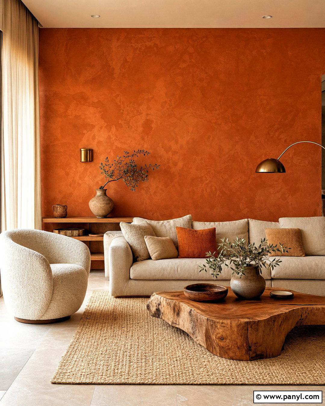 Textured Burnt Orange Accent Wall - 20 burnt orange accent wall living room ideas