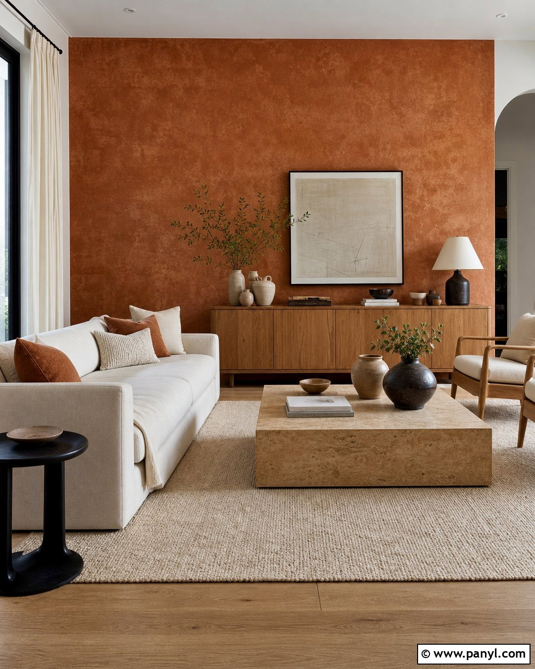 Textured Burnt Orange Accent Wall - 35 Burnt Orange Accent Wall Ideas
