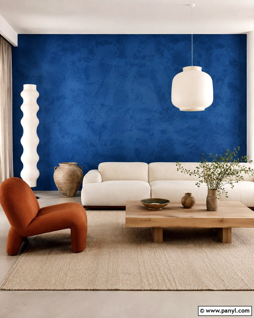 Textured Cobalt Limewash Wall - 20 Cobalt Wall Ideas