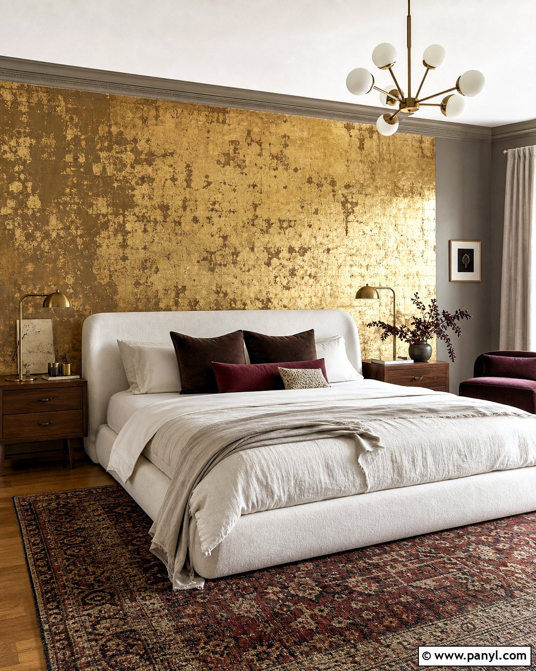 Textured Gold Leaf Feature Wall - 20 gold feature wall ideas