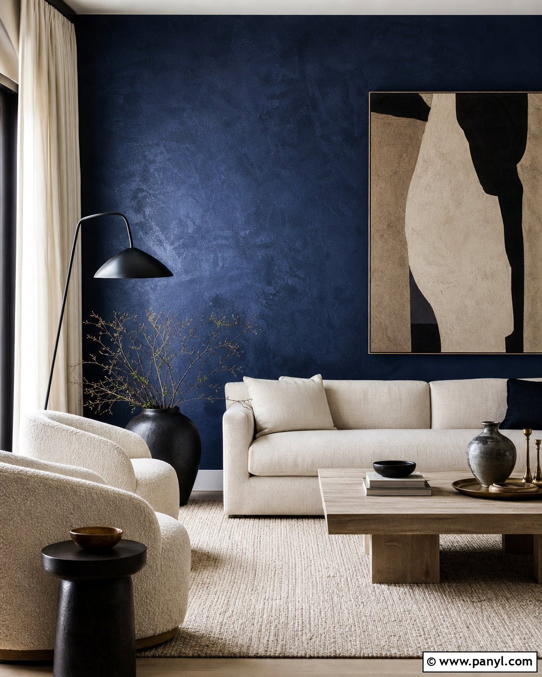 Textured Navy Blue Accent Wall - 35 navy blue accent wall living room ideas