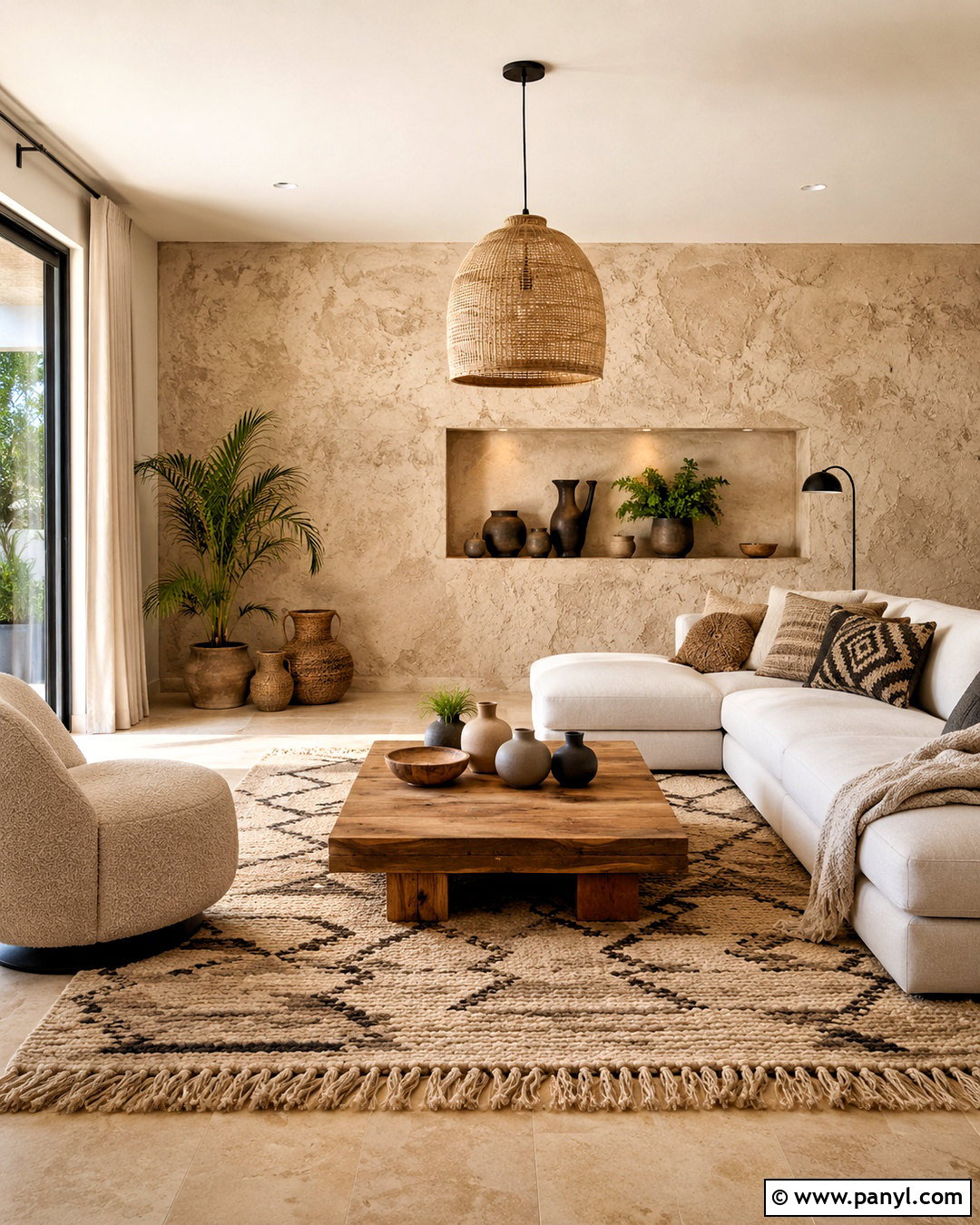 Textured Plaster Boho Accent Wall - 20 boho accent wall ideas