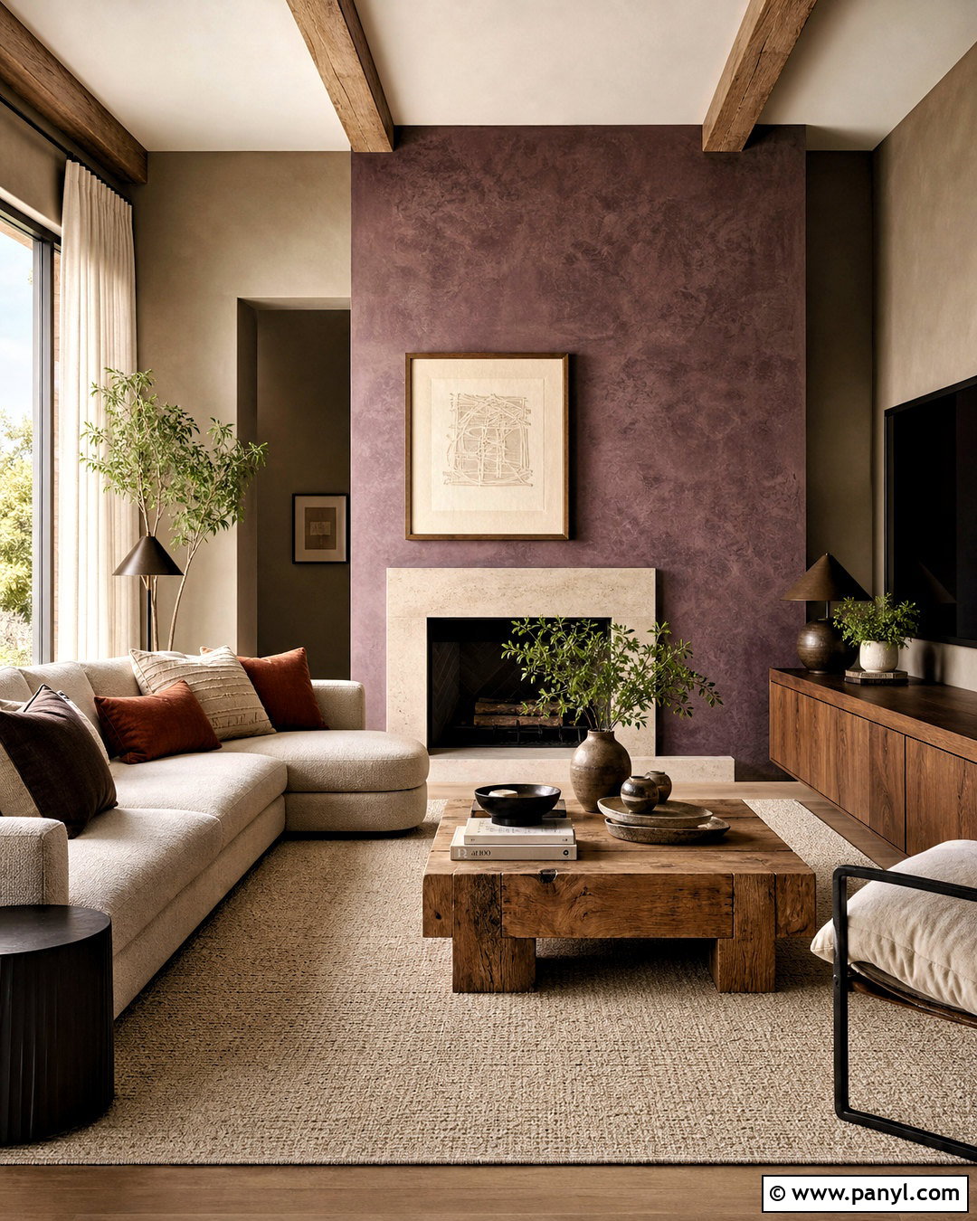 Textured Purple Wall Living Room - 20 purple wall design ideas