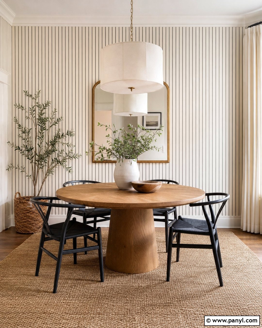 Thin Black Pinstripe Dining Room - 25 Black Striped Wall Ideas