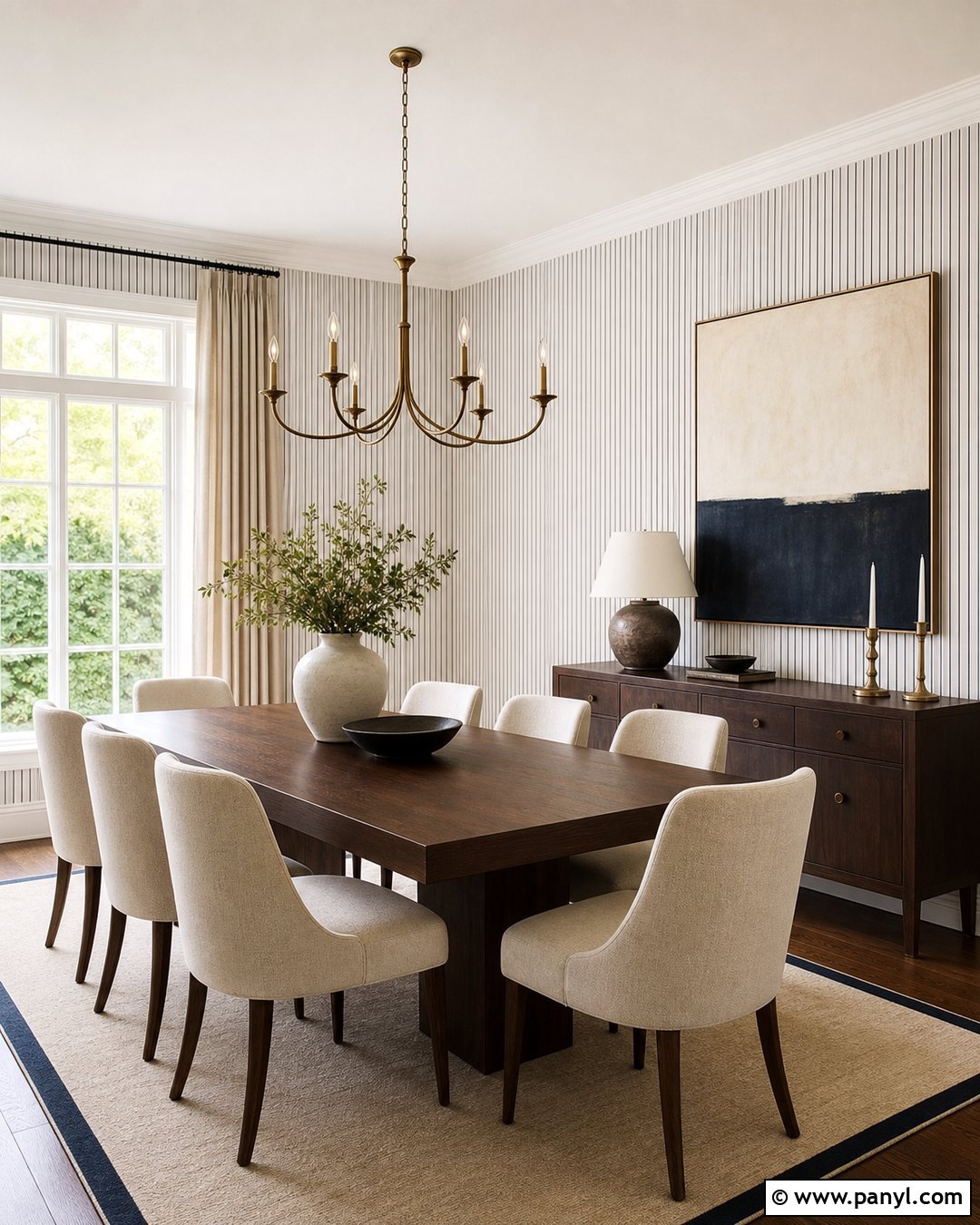 Thin Navy Blue Pinstripe Wall - 25 Blue Stripe Painted Wall Ideas