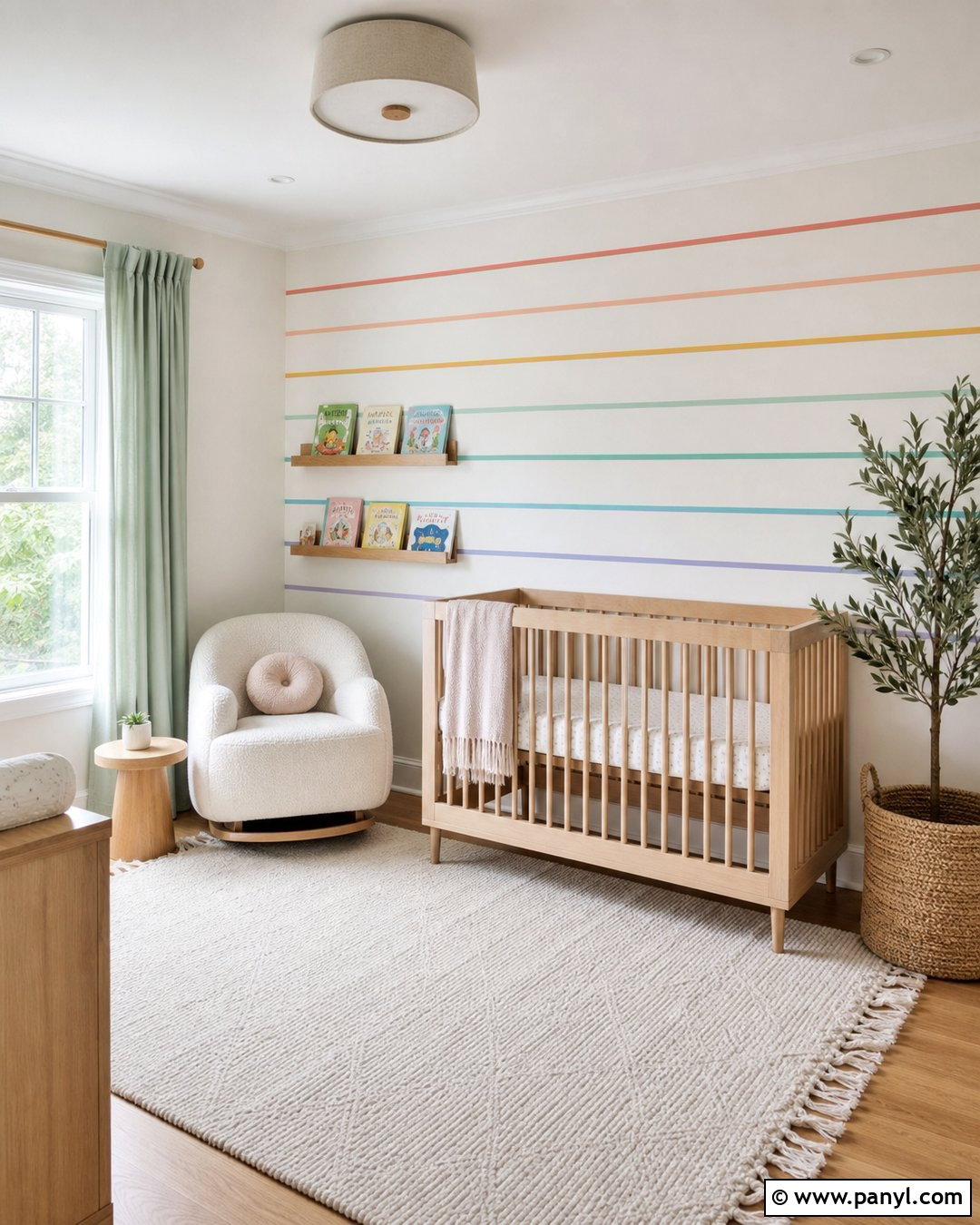 Thin Rainbow Stripe Wall - 30 Rainbow Stripe Wall Ideas