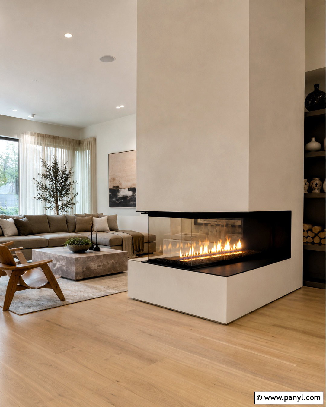 Three-Sided Glass Fireplace - 20 modern fireplace ideas