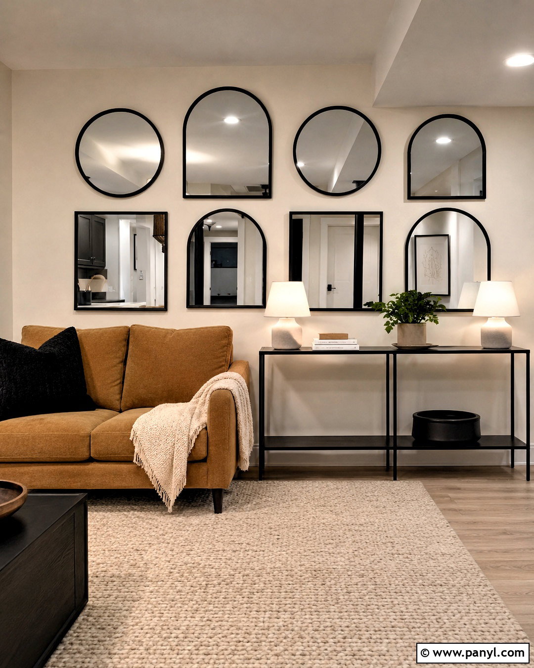 Thrifted Mirror Basement Wall - 20 cheap basement wall ideas