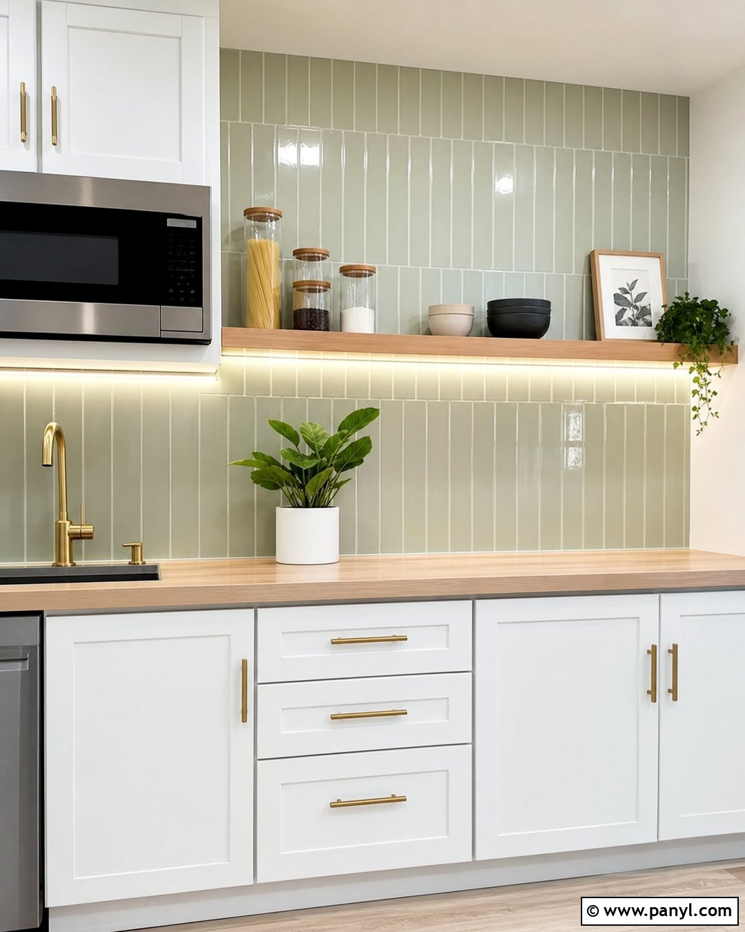 Tile Look Kitchen Accent Wall - 20 Accent Wall Small Apartment Ideas