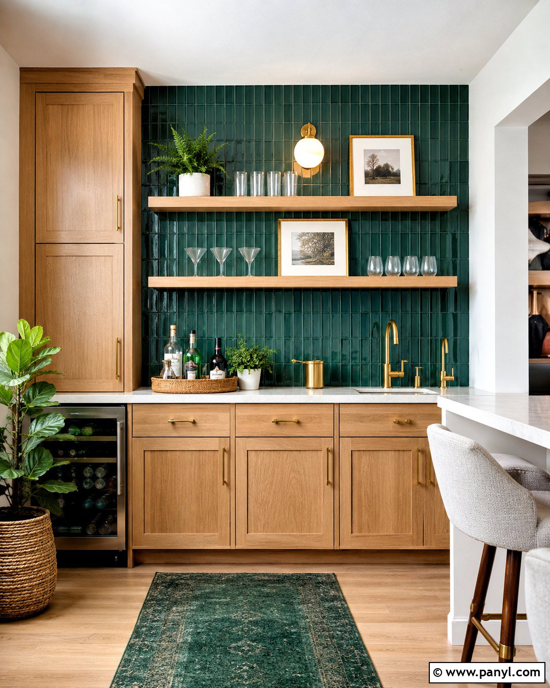 Tiled Cocktail Backsplash Wall - 20 cocktail wall ideas