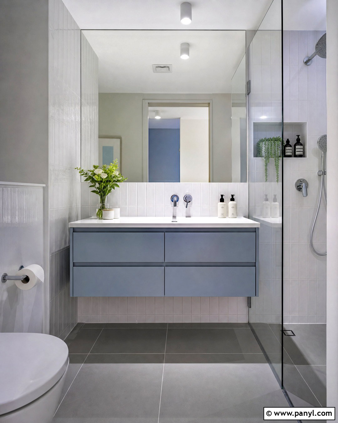 Tiny Bathroom With A Frameless Mirror - 20 tiny bathroom ideas