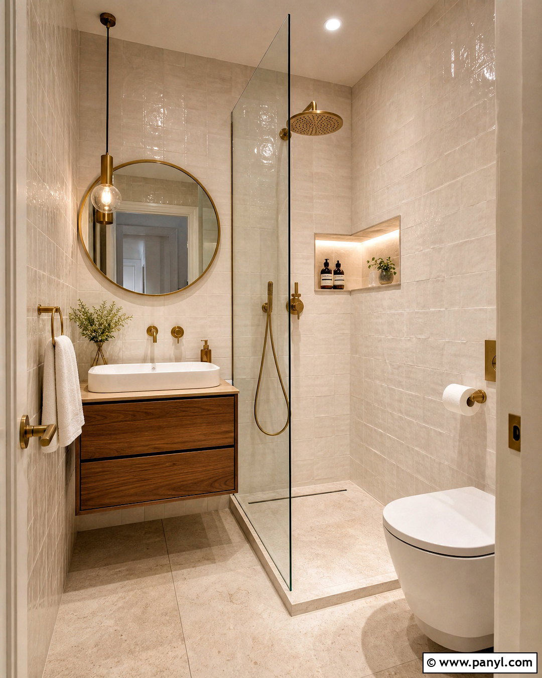 Tiny Bathroom With Floor-To-Ceiling Tile - 20 tiny bathroom ideas