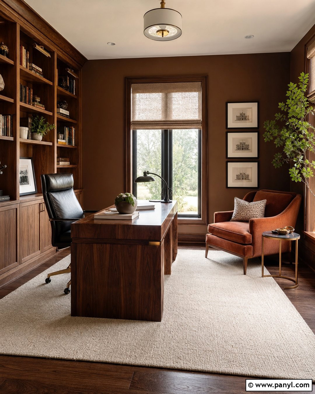 Tobacco Brown Home Office Walls - 25 Warm Brown Wall Color Ideas