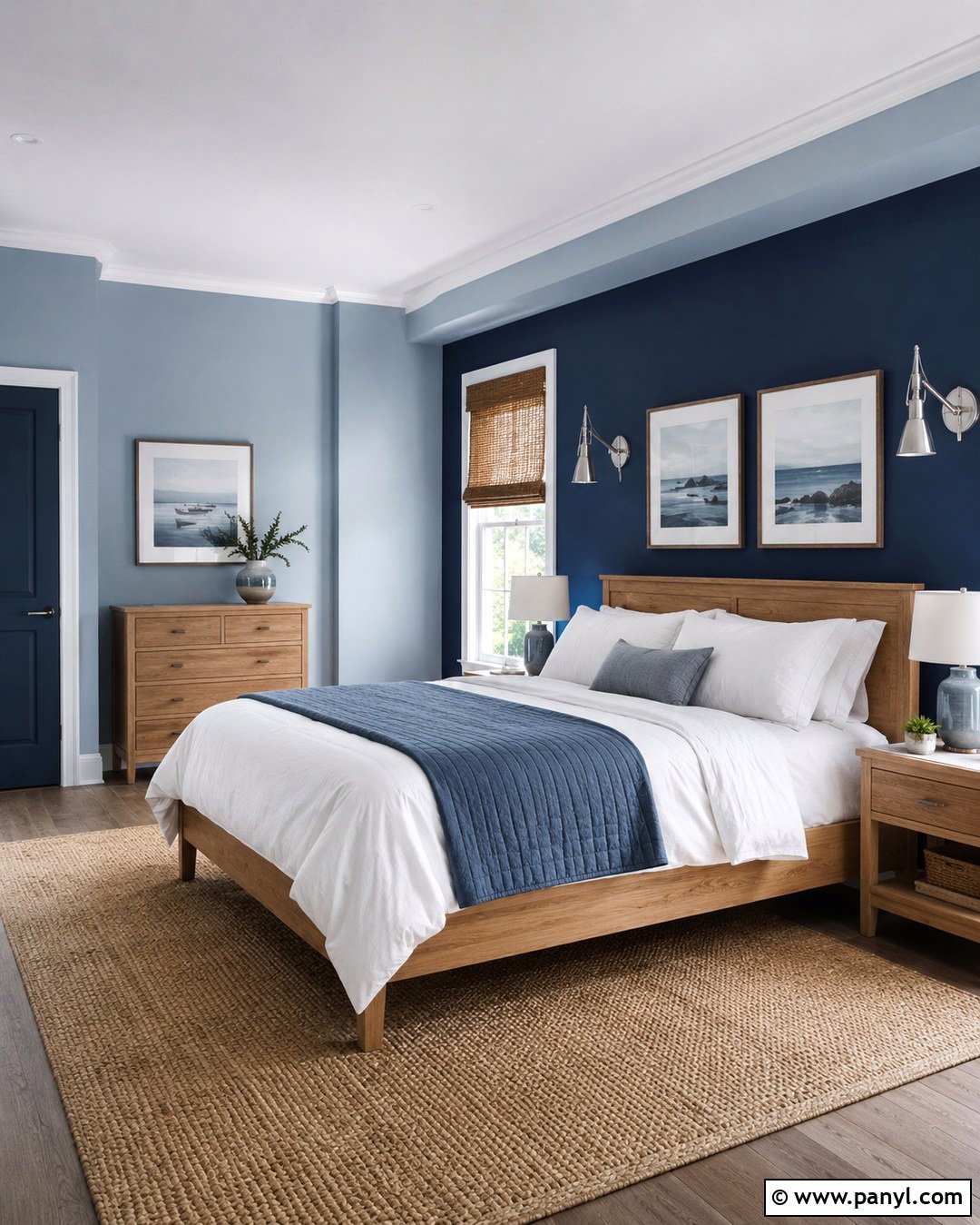 Tonal Blue Bedroom Walls - 20 Each Wall Different Color Ideas