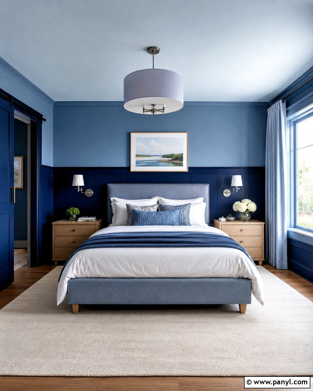 Tonal Blue Colour Blocking Bedroom - 20 colour blocking interior ideas