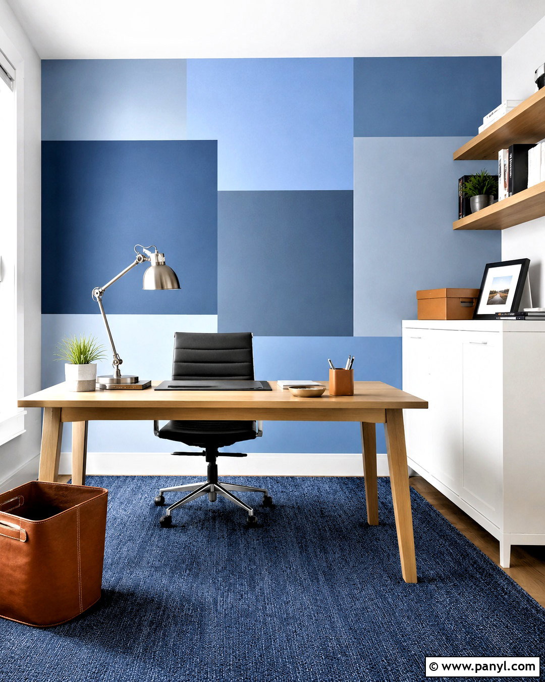 Tonal Blue Paint Swatch Wall - 20 paint swatches wall ideas