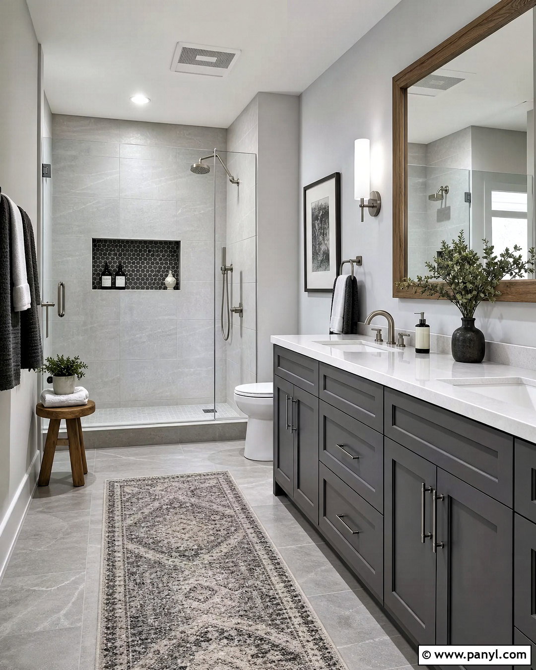 Tonal Grey Tile Bathroom - 20 grey tile bathroom ideas color schemes