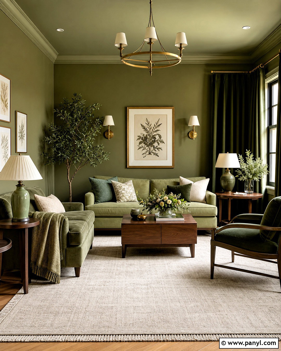 Tonal Olive Green Living Room - 20 olive green living room color scheme ideas