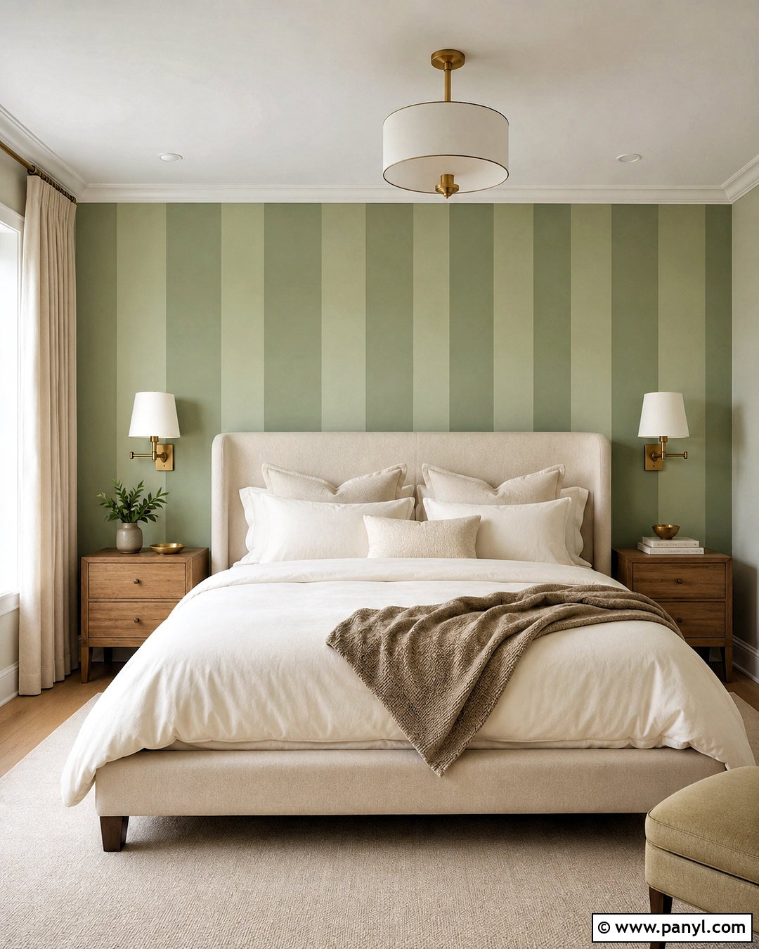 Tonal Striped Bedroom Walls - 35 Wall Paint Bedroom Ideas