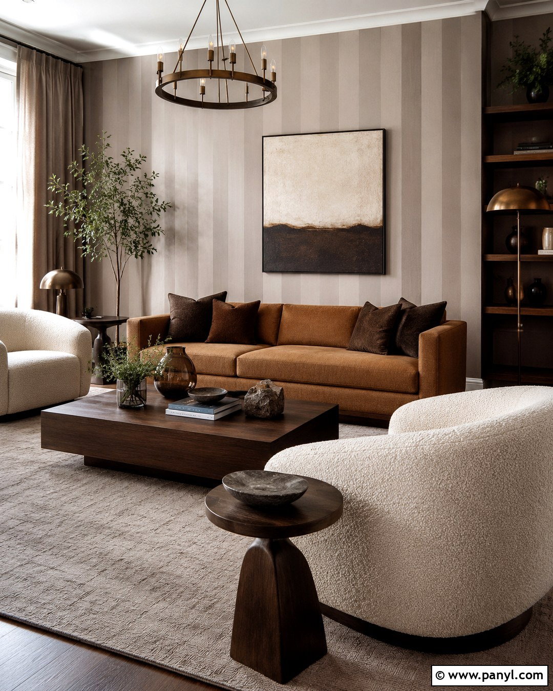 Tonal Striped Living Room Wall - 20 Stripe On Wall Ideas