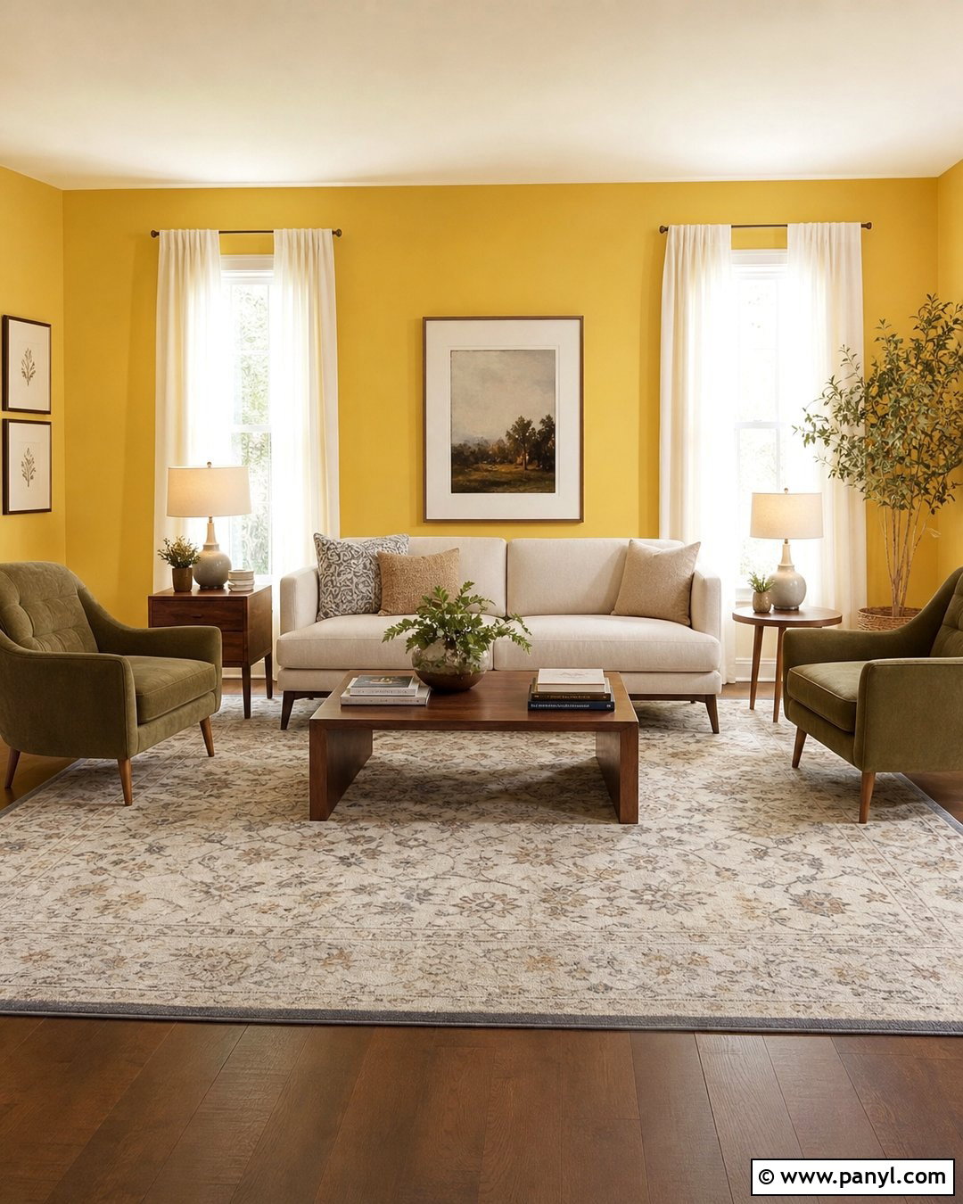 Tone Down Yellow Walls With A Neutral Rug - 20 How To Tone Down Yellow Walls