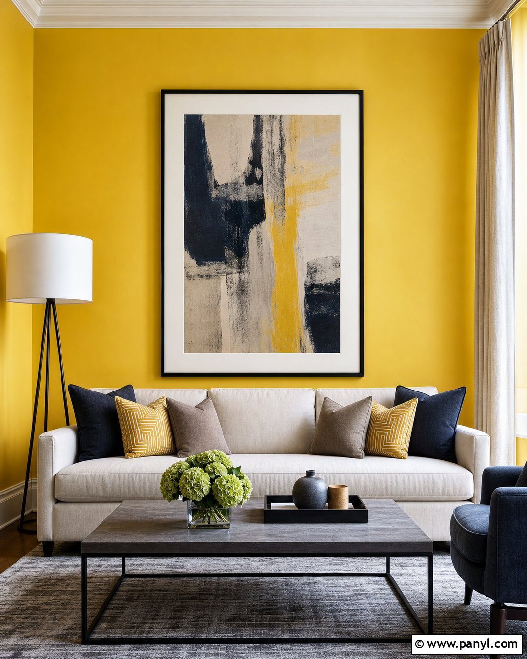 Tone Down Yellow Walls With Large Wall Art - 20 How To Tone Down Yellow Walls