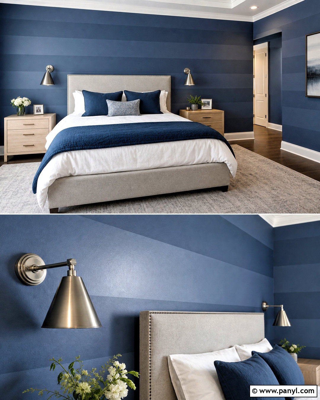 Tone-On-Tone Blue Wall Stripes - 20 stripe paint ideas for walls