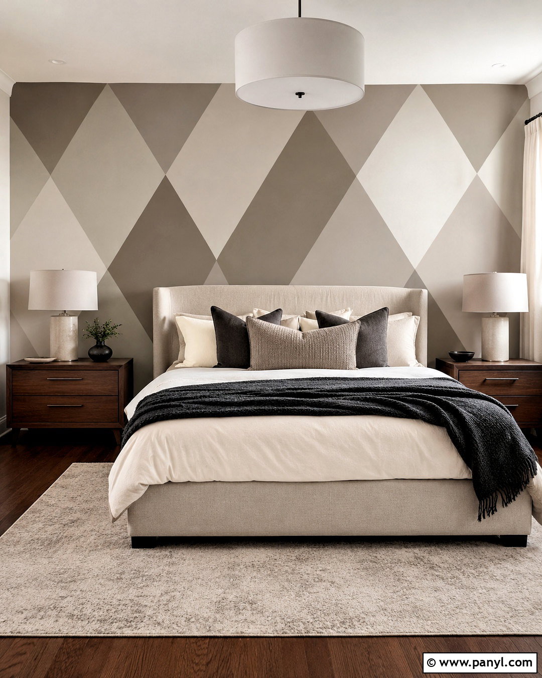 Tone On Tone Diamond Geometric Wall Paint - 35 Simple Geometric Wall Paint Ideas