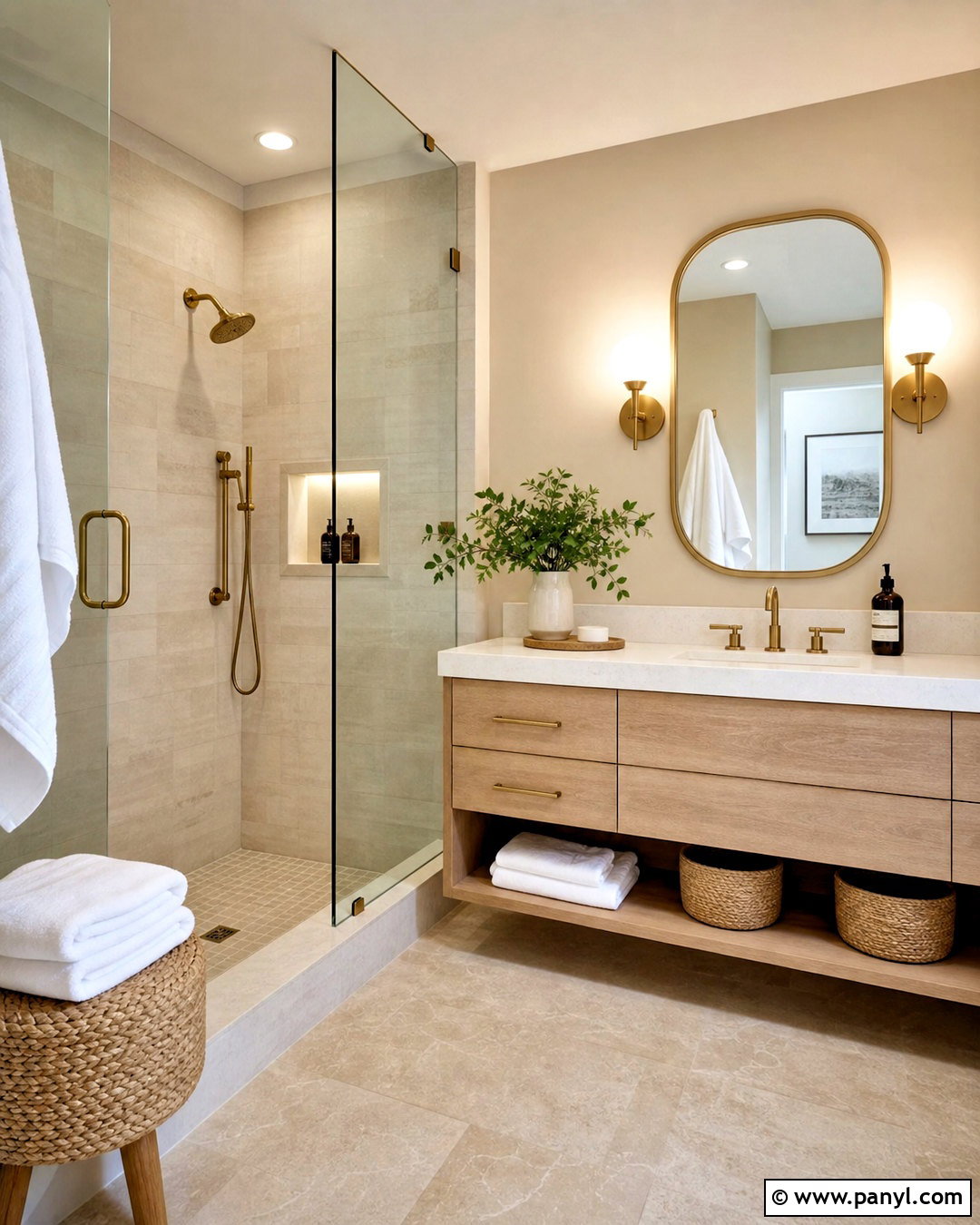 Touch of Sand Bathroom With Warm Stone - 20 touch of sand sherwin williams ideas