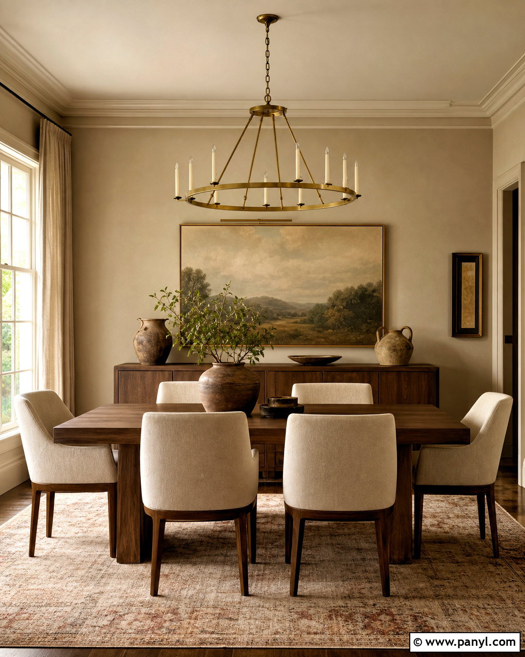 Touch of Sand Dining Room With Walnut Furniture - 20 touch of sand sherwin williams ideas