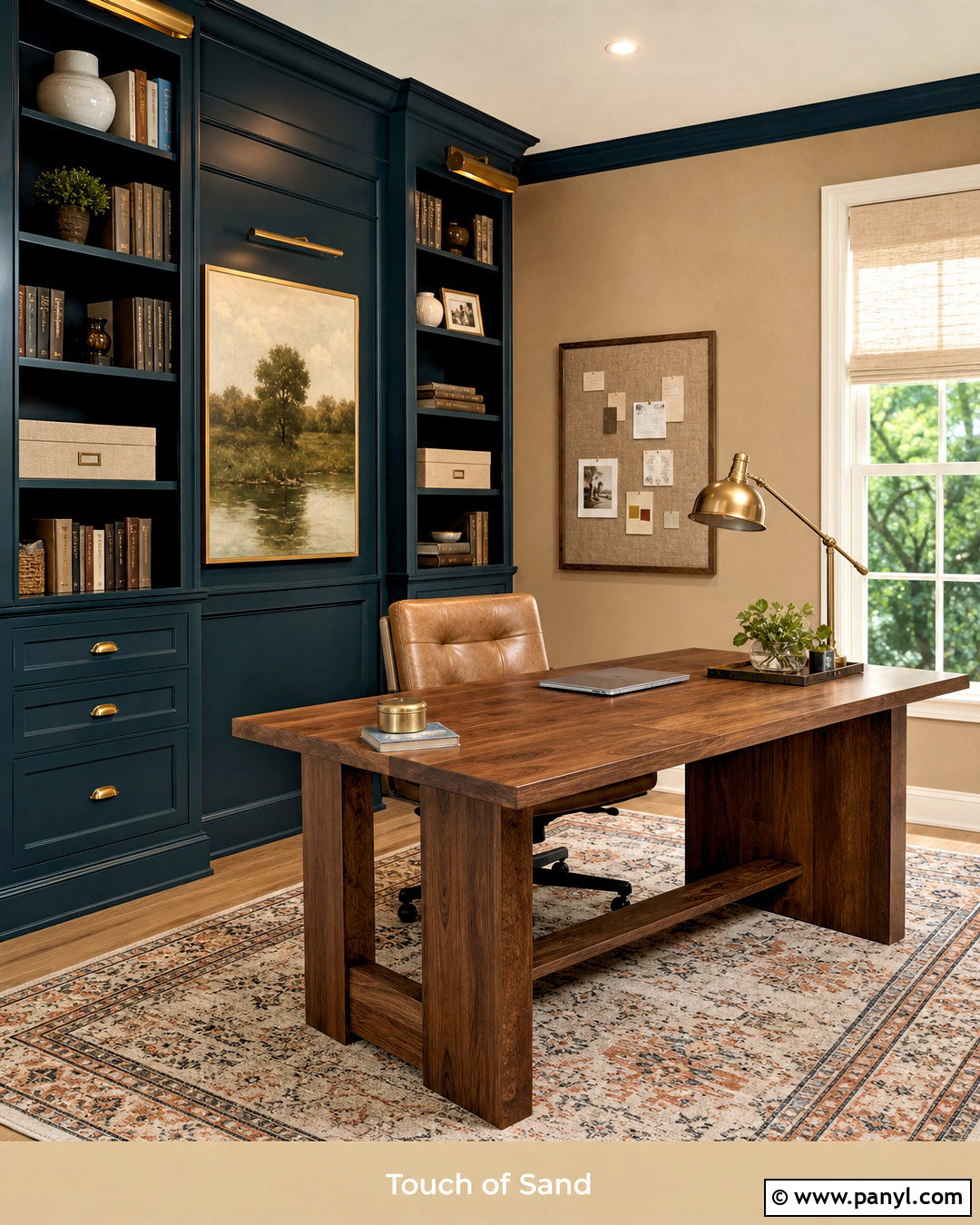 Touch of Sand Home Office With Deep Teal - 20 touch of sand sherwin williams ideas