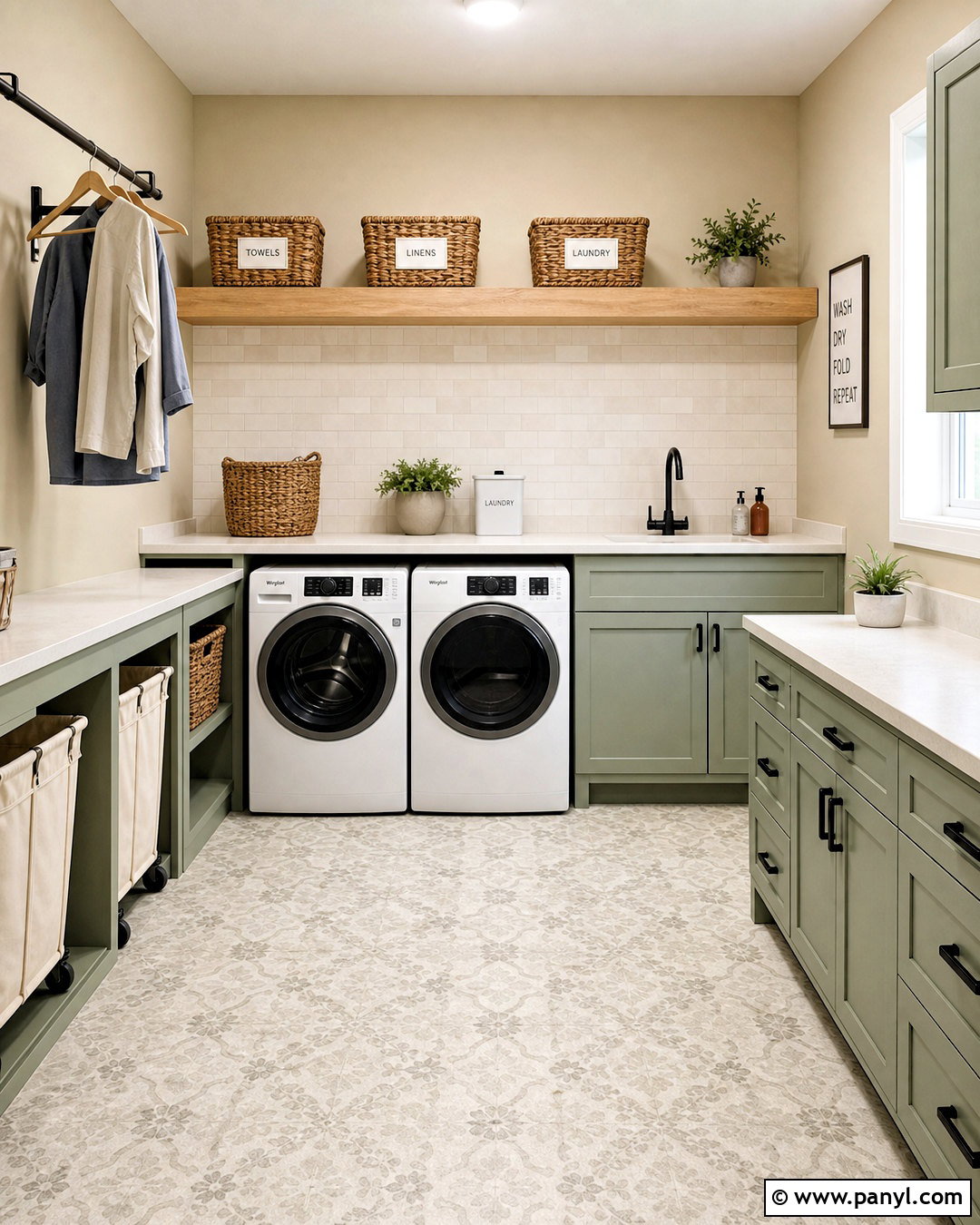 Touch of Sand Laundry Room With Green Cabinets - 20 touch of sand sherwin williams ideas