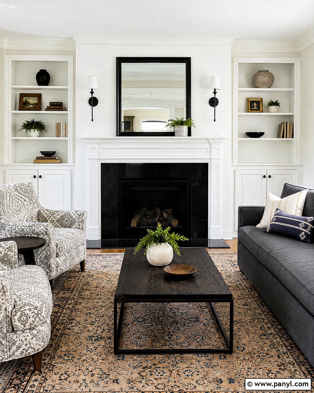 Traditional Black And White Fireplace - 20 black and white fireplace ideas
