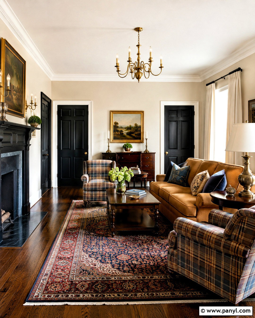 Traditional Black Six Panel Doors - 35 White Walls Black Doors