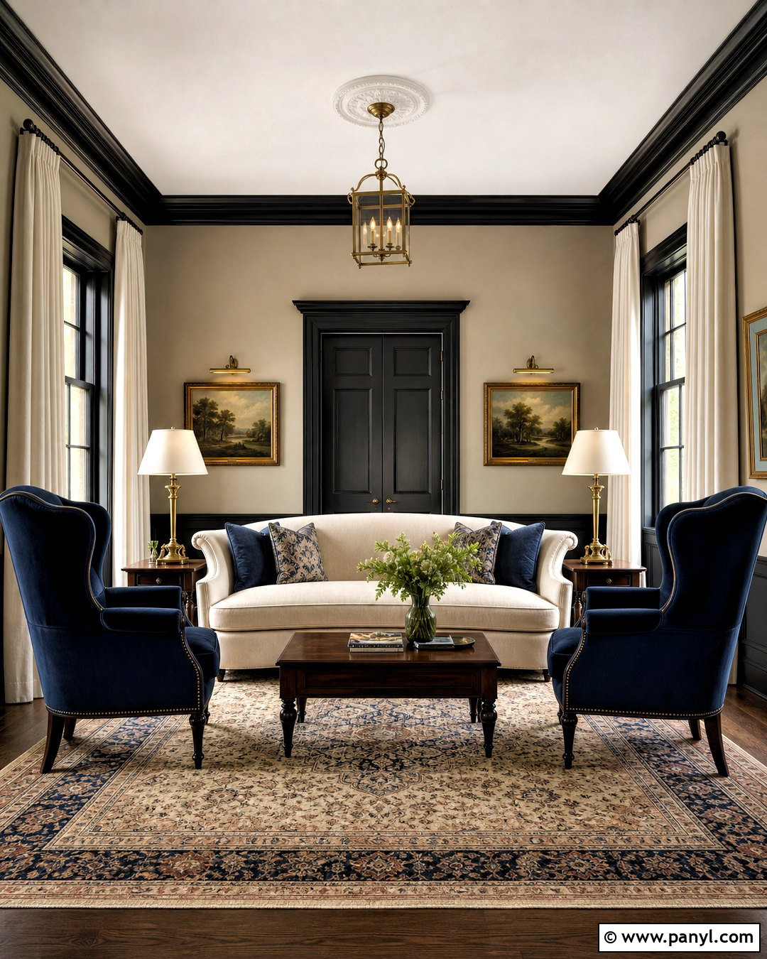 Traditional Black Trim Living Room - 20 black trim interior living rooms