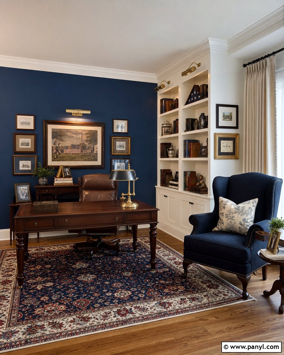 Traditional Blue Accent Wall Study Room - 20 Blue Accent Wall Study Room Ideas