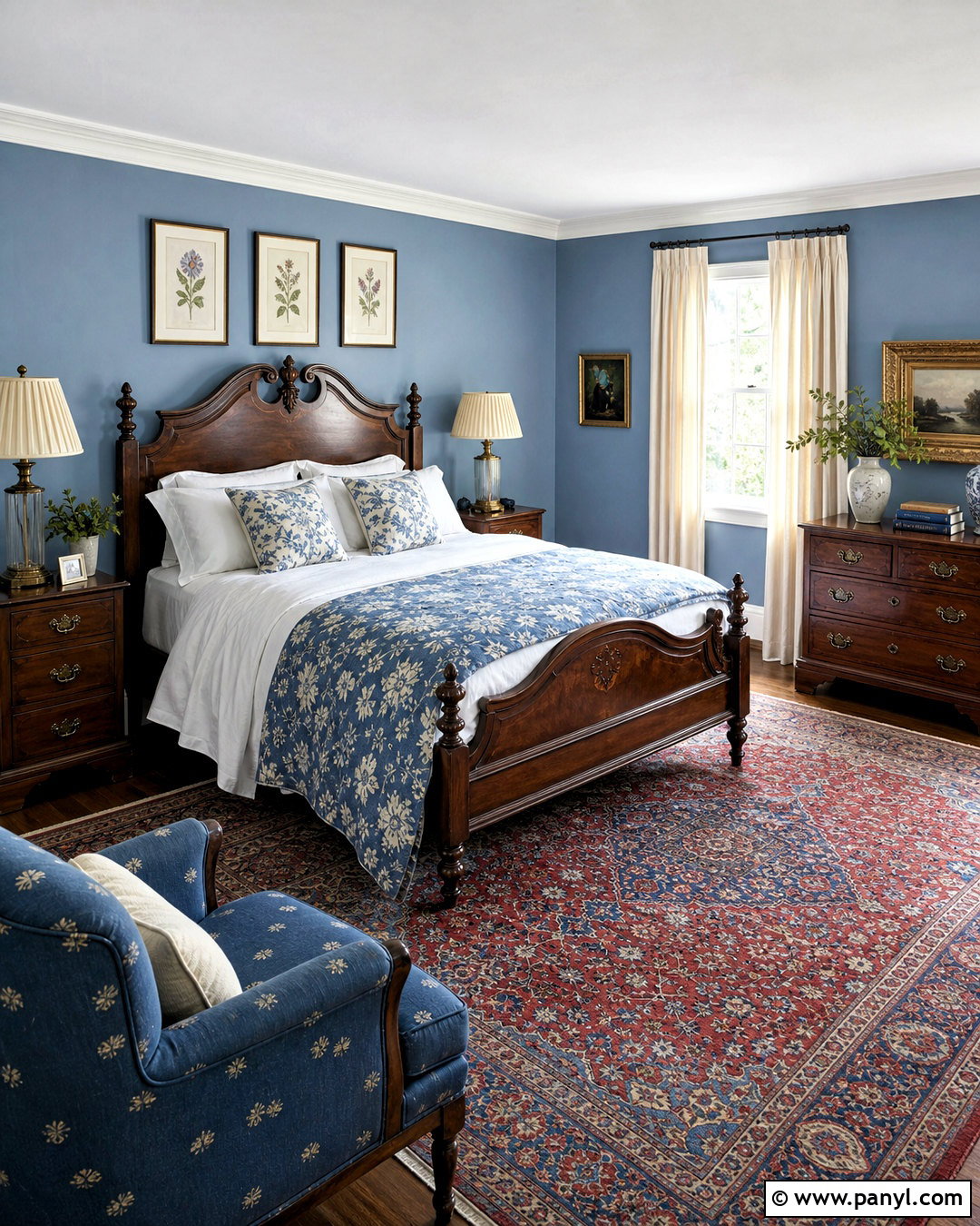 Traditional Blue Bedroom With Antique Furniture - 20 bedroom ideas blue walls