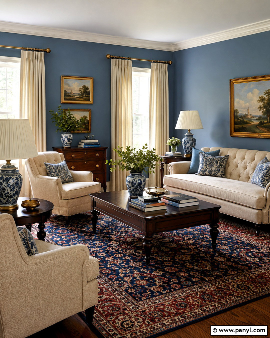 Traditional Blue Living Room - 20 blue paint living room ideas
