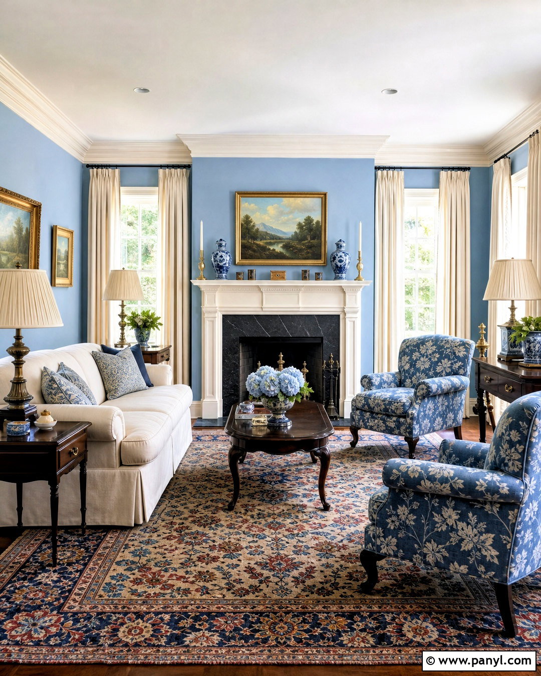 Traditional Blue Sitting Room - 20 blue room idea ideas