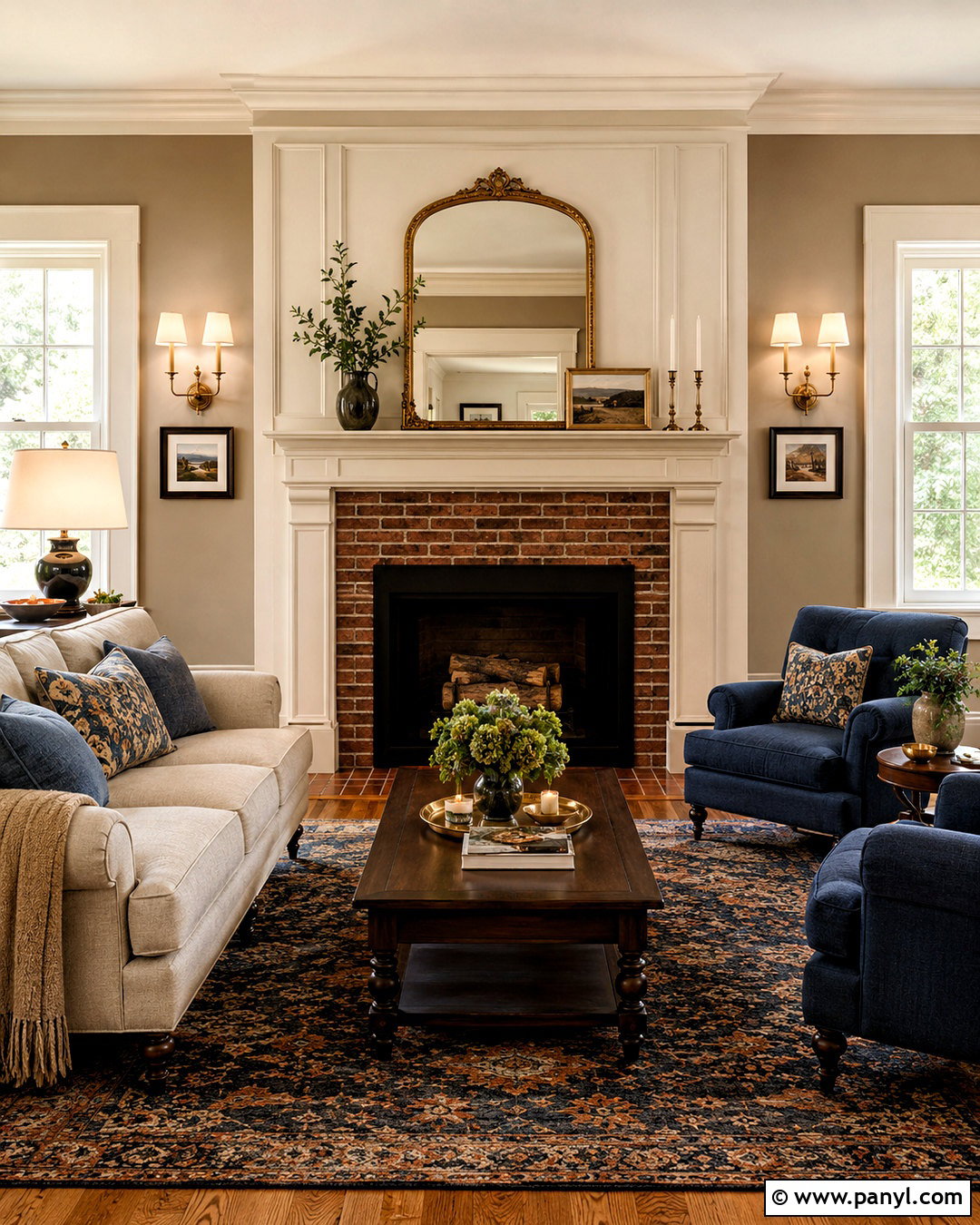 Traditional Brown Brick Fireplace - 20 brown brick fireplace ideas