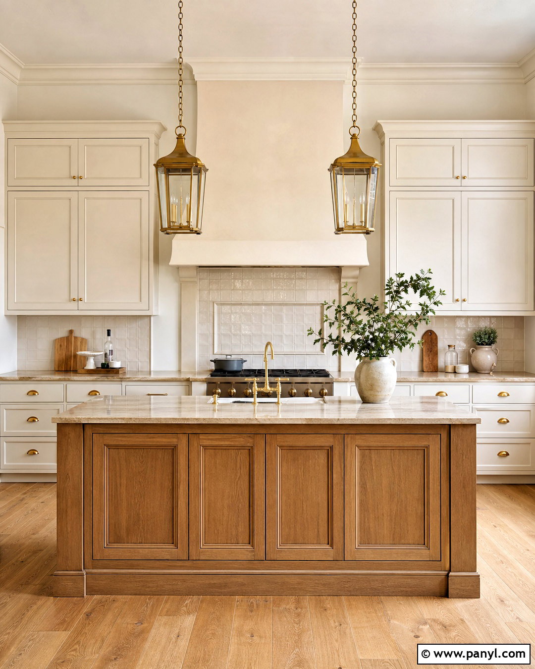 Traditional Cream Kitchen With Brass Hardware - 20 warm neutral kitchen ideas