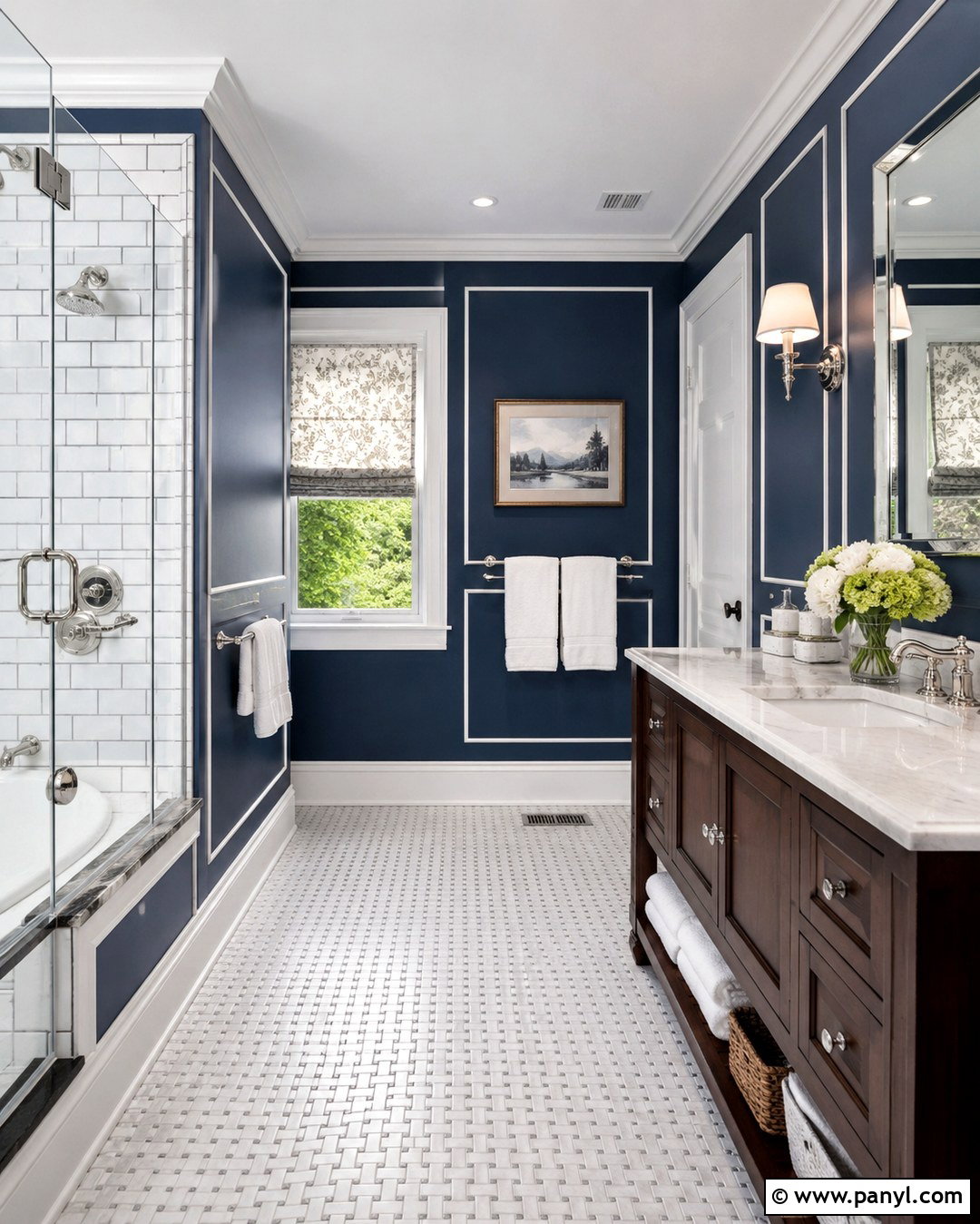 Traditional Dark Blue Bathroom - 20 Dark Blue Wall Bathroom Ideas