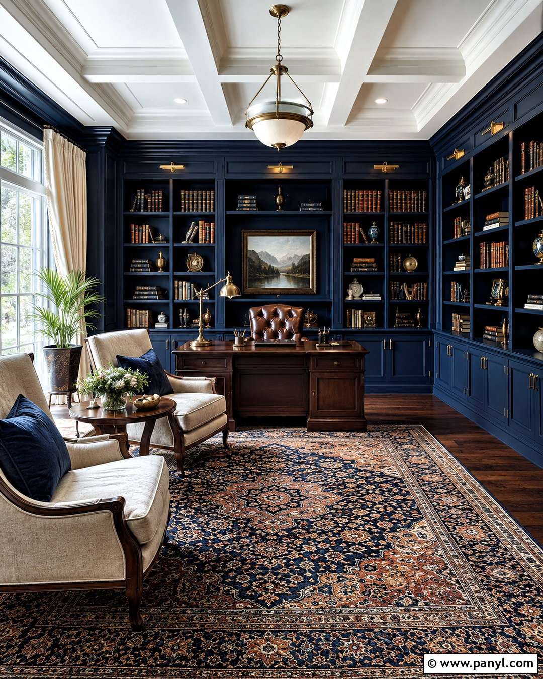 Traditional Dark Blue Office Library - 20 dark blue office ideas