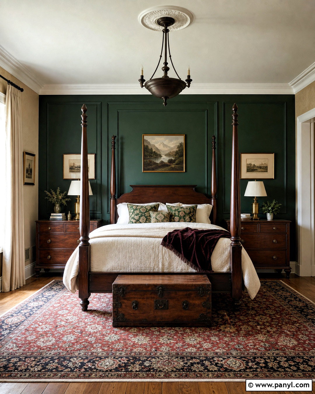 Traditional Dark Green Accent Wall Bedroom - 20 dark green accent wall bedroom ideas